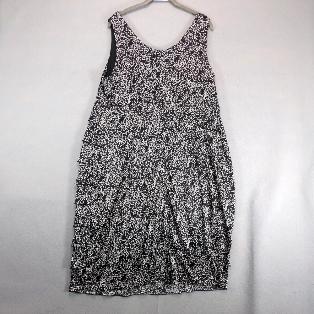NWT Lane Bryant Sheath Dress Plus Size 20 Black Abstract Ruffle Satin Sleeveless - Picture 3 of 10